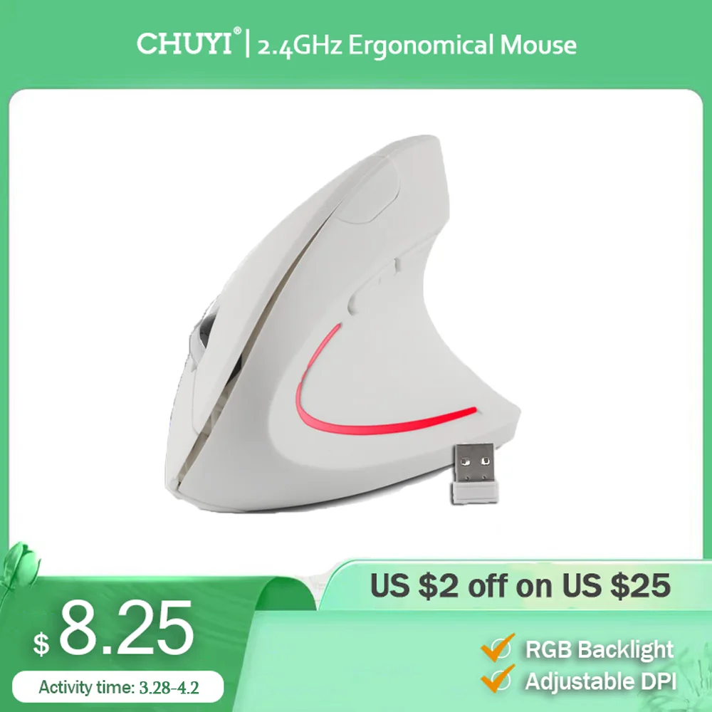 

2.4G Wireless Mouse Ergonomic Wrist-care Mause 800/1200/1600 DPI Adjustable Mice for Laptop Computer Gift for Friends