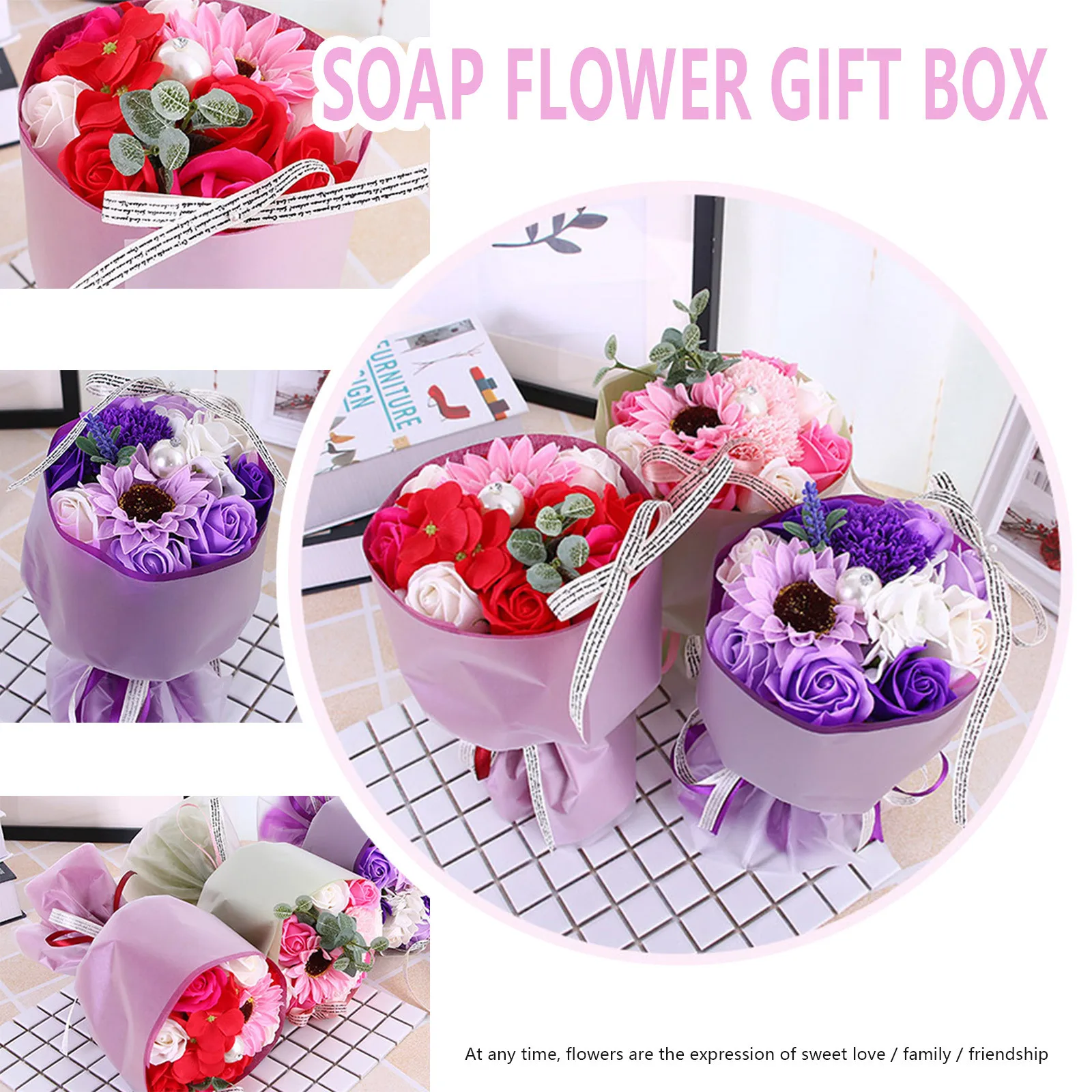 

Rose Flower Wedding Day Soap Gift Mother's Decor Immortal Women Bouquet Party Home Decor