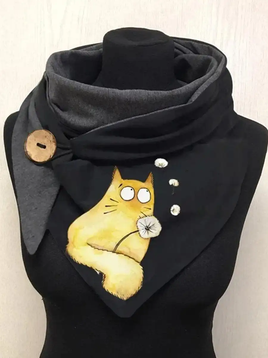 

Women's Vintage Cat Pattern Scarf And Shawl