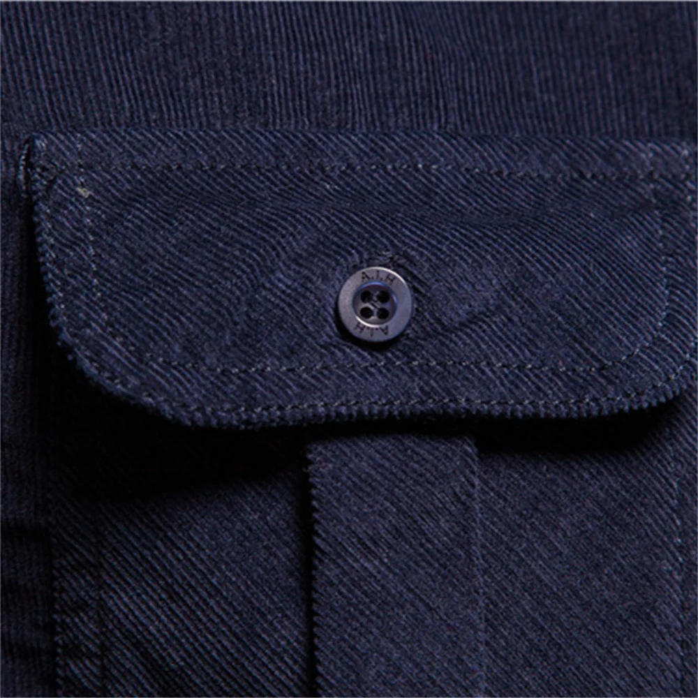 Solid Color Cotton Men's Corduroy Shirt Lapel Long Sleeve Business Casual Shirts