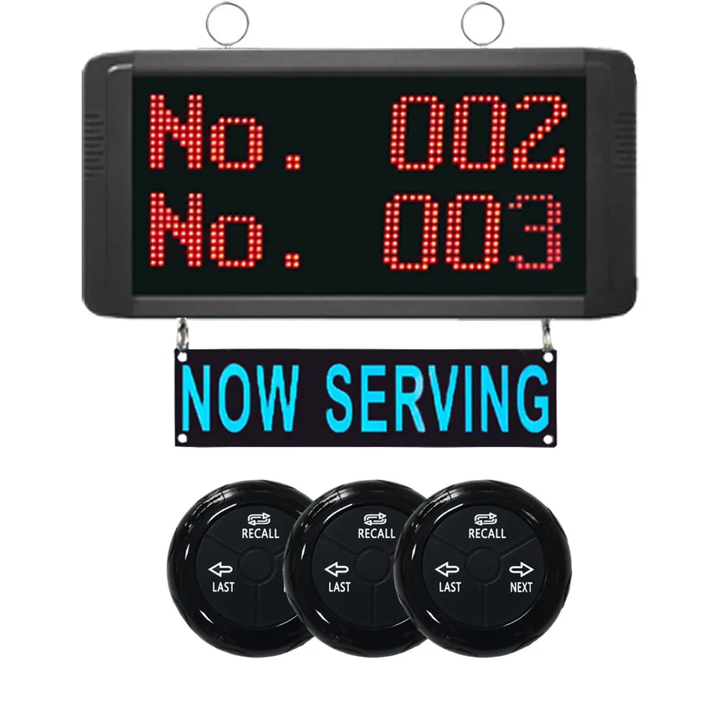 Wireless Queue Calling System Restaurant Pager Waiter Call Button Number Waiting System With 3 Digits Display and Call Button