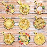 mihua 2022 fashion trendy round 14k real gold plated pendants micro inlaid colorful cubic zirconia delicate handmade pendants