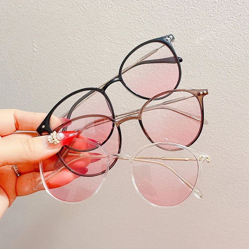 Круглая маленькая оправа с защитой от синего света очки для близорукости