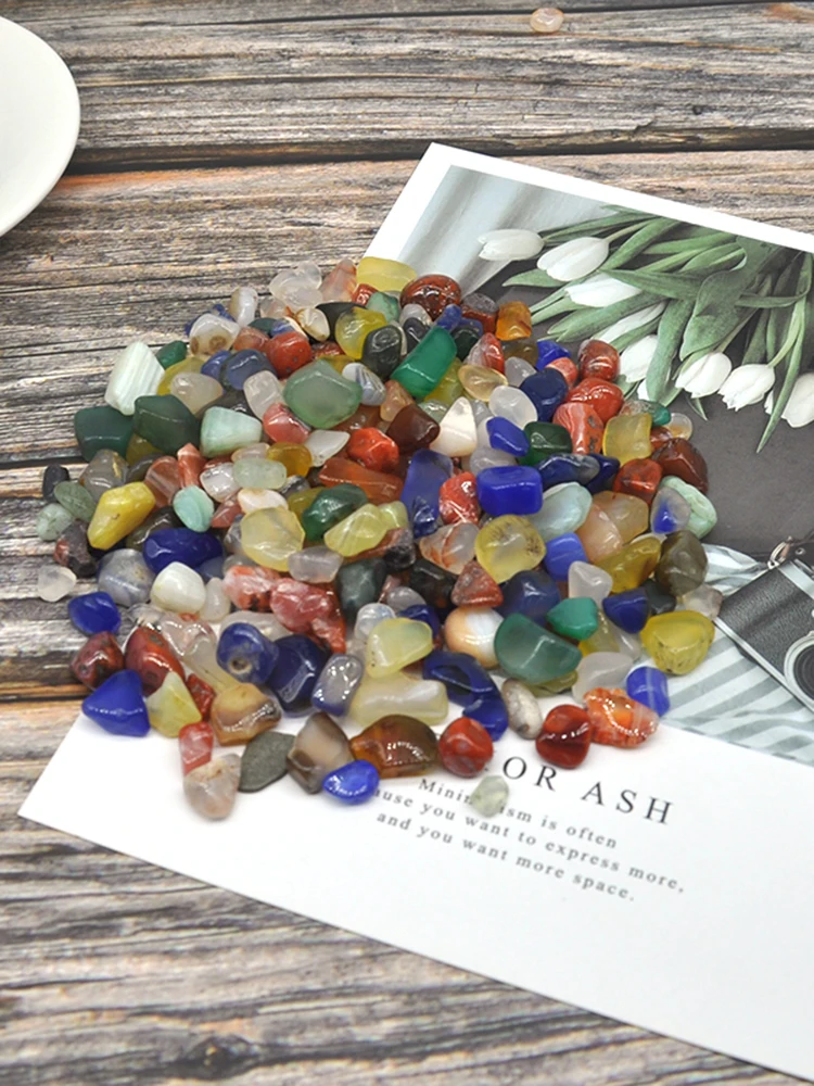 

Natural Colour Agate Stones Crystals Gravel Small Tumbled Stone Tank Decor Healing Energy Gemstone Home Aquarium Decoration