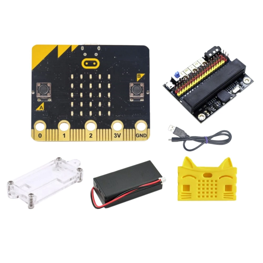 

BBC Microbit Starter Kit DIY Programmable Learning Development Board Protective Case+Micro:Bit IO V2.0 Expansion Board