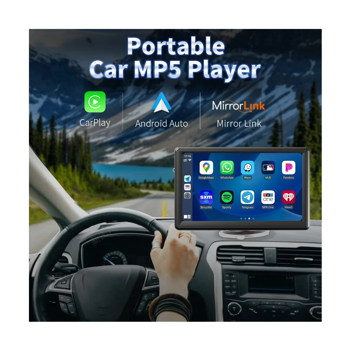 Портативное беспроводное крепление для экрана Carplay 7-дюймовый сенсорный экран