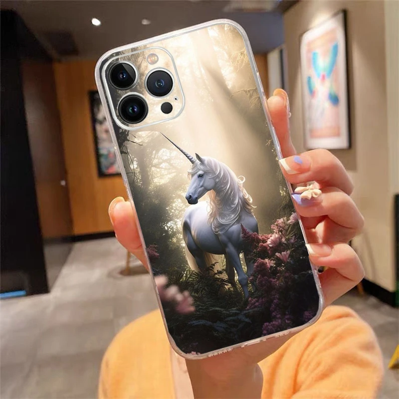 Чехол для телефона с единорогом и лошадью iphone 15 14 Pro Max 13 12 11 XSMax XR mini Plus
