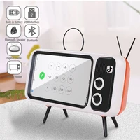 retro tv mobile phone holder stand for 4 7 6 5 inch smartphone bracket wireless bluetooth 3d stereo speaker music player audio