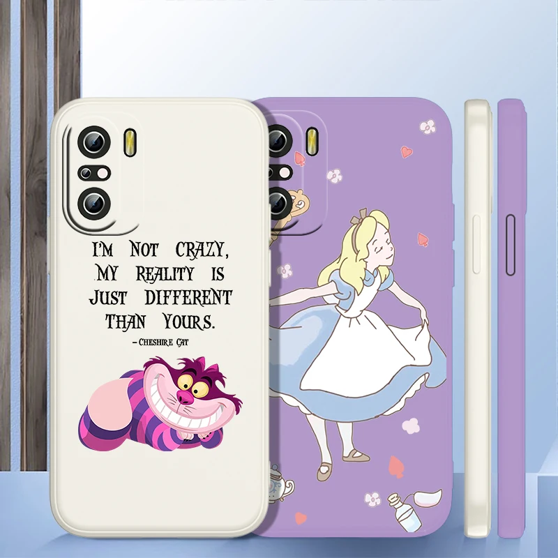 

Alice in Wonderland Phone Case For Xiaomi Redmi K50 K40 10X 10 9T 9AT 9A 9C 9 8A 8 7 6A 5A Pro Liquid Rope Funda Cover Soft Back