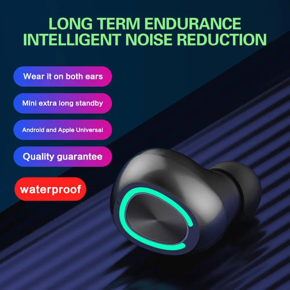 

Wireless Bluetooth Headset Mini Single In Ear Earbuds High Sound Quality Long Endurance Waterproof Built-in HD Microphone