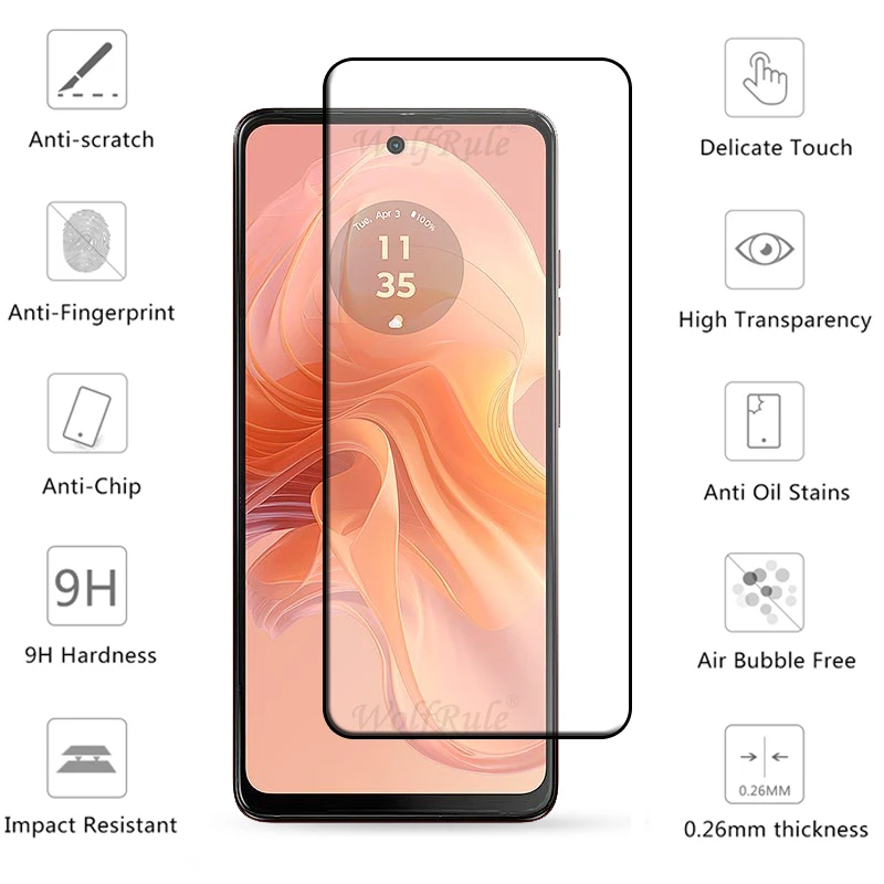 6 в 1 для Motorola Moto G04S стекло закаленное полное клеевое покрытие 9H защита экрана G 04S