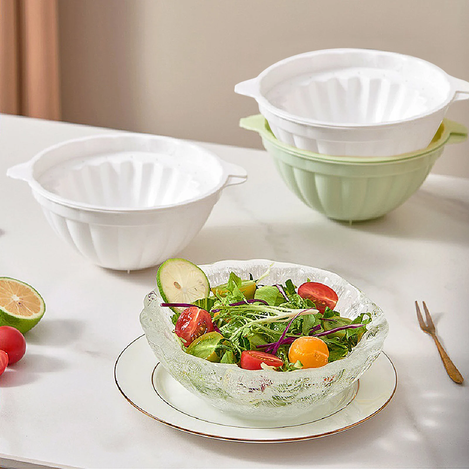

Ice Bowl Mold Summer DIY Salad Dessert Ice Cream Fruit Large Capacity Bowl Tray Creative Ice Cube Mold For Home Party Bar
