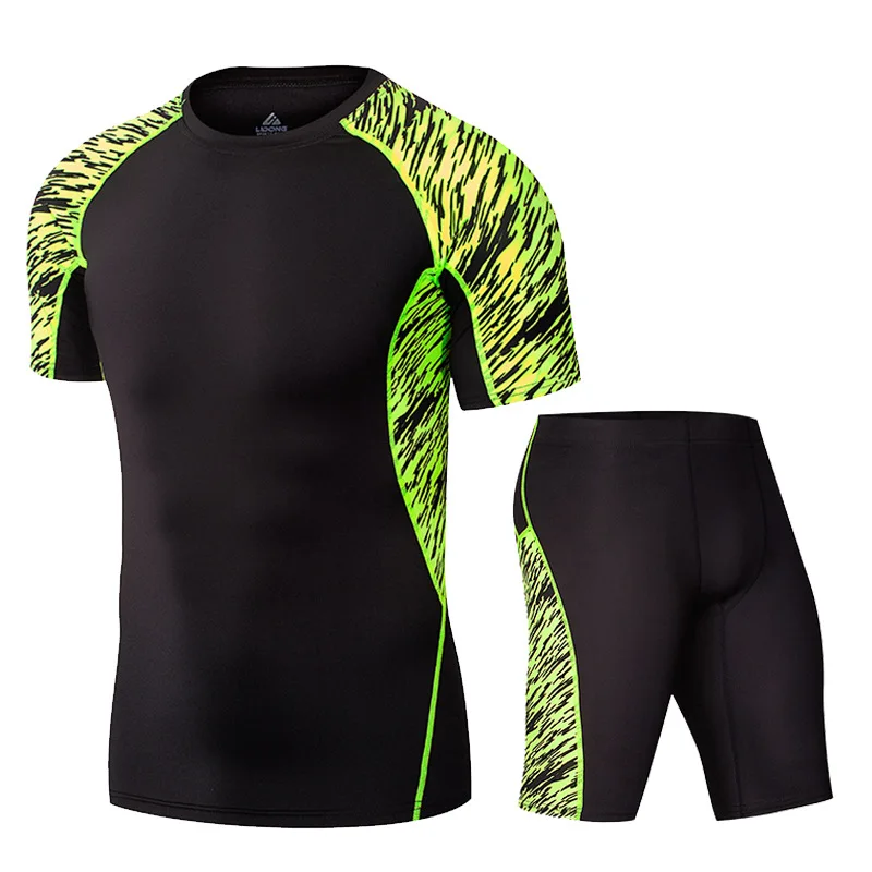 

Running Set Men Short Sleeves Base Layers Outdoor Sportswear Running Clothes Gym Trainning Sports Tracksuit Jogging Cycling Sets