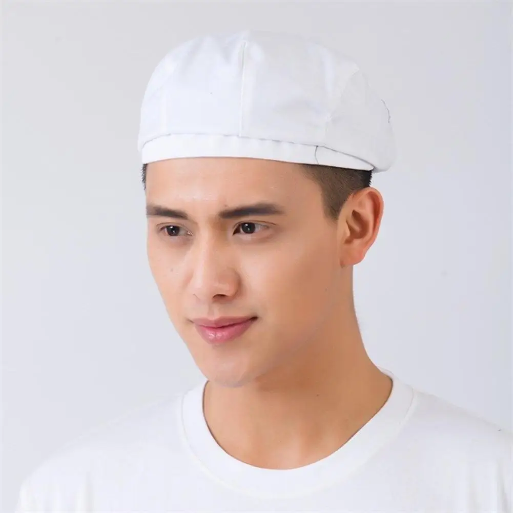 

Adult Simple Pure Color Short Brim Chef Hat Men Women Catering Cook Cap Striped for Cooking