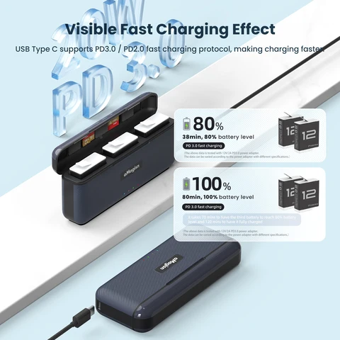 Аккумулятор для GoPro Hero 12 11 10 9, 1850 мАч