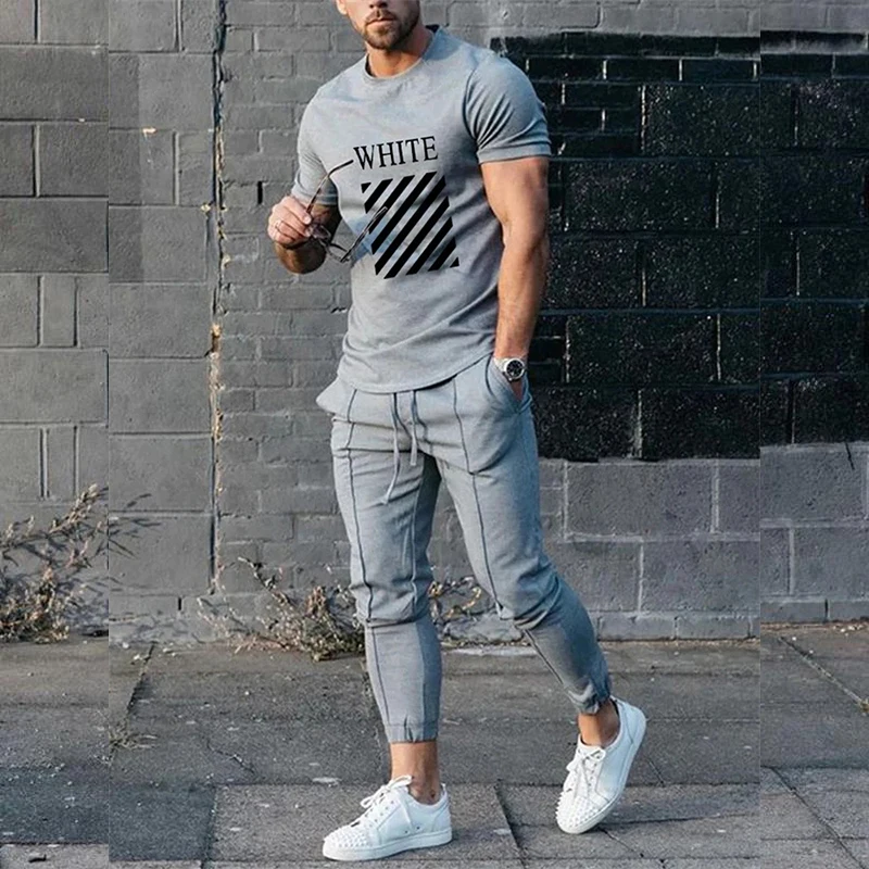 2 Piece Outfits of Sportswear Short Sleeve Streetwear Fashion T-shirt Long Pants Set 2023 Men tshirt Sets Tracksuit 3D printed