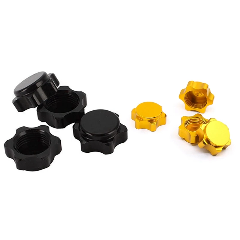

8Pcs Aluminum Wheel Hub Cover Anti-Dust Cover 17Mm Hex Nut For 1/8 RC Car,Black & Gold