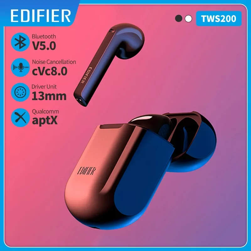 

EDIFIER TWS200 TWS Earbuds Qualcomm aptX Wireless earphone Bluetooth 5.0 cVc Dual MIC Noise cancelling up to 24h playback time
