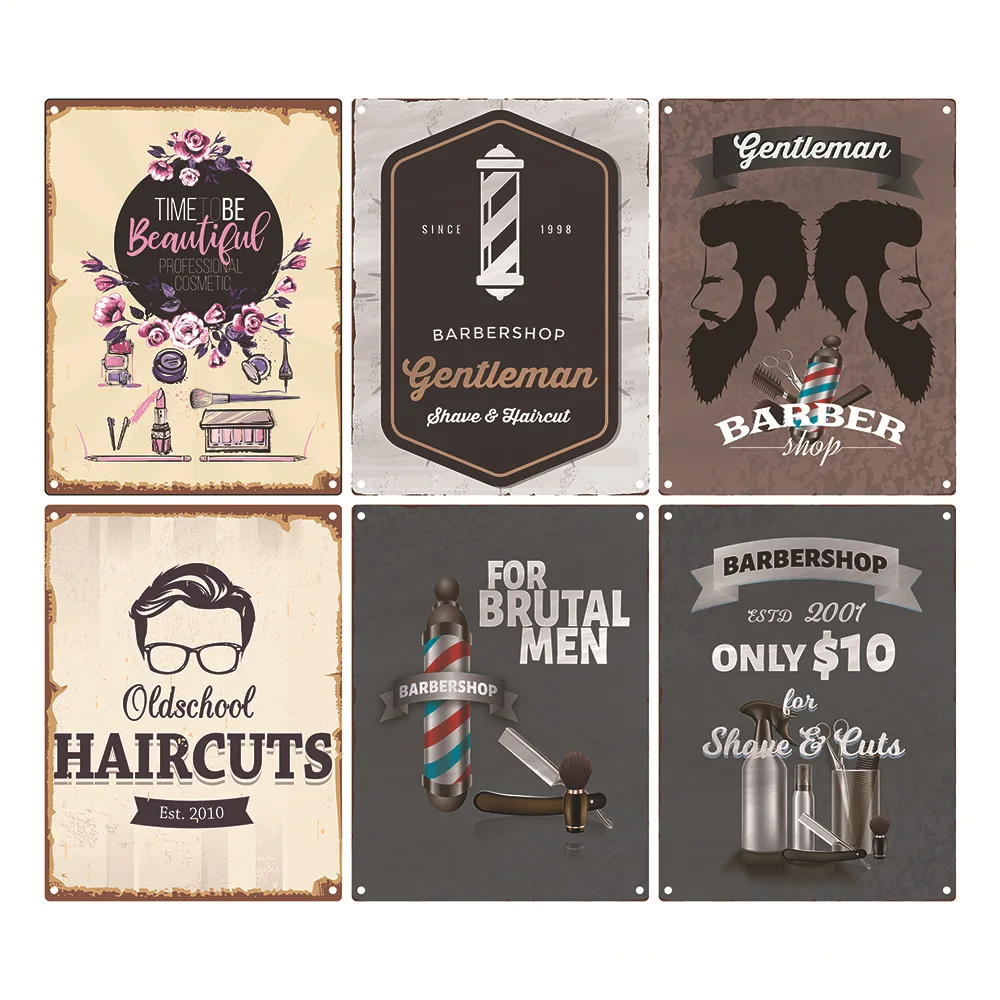 

Metal Posters Vintage Barber Shop Metal Signs Rusty Metal Tin Sign for Kitchen Bar Pub Club Man Cave Home Wall Decor Tin Plaque