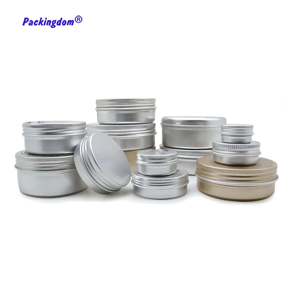 50pcs Aluminum Candle Container Round Metal Jar 5g 15g 30g 50g 80g 100g Lip Balm Tin Empty Cream Box Hair Wax Pot Silver Cans