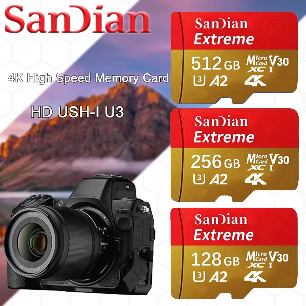Фото Карта памяти SD 512 ГБ, 64 ГБ, 128 ГБ, 256 ГБ, Micro TF SD, класс 10 UHS-I для телефонов Samsung Galaxy, Xiaomi, Huawei №1