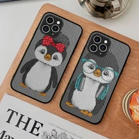 penguin kawaii cute phone case hard leather case for iphone 11 12 13 mini pro max 8 7 plus se 2020 x xr xs coque