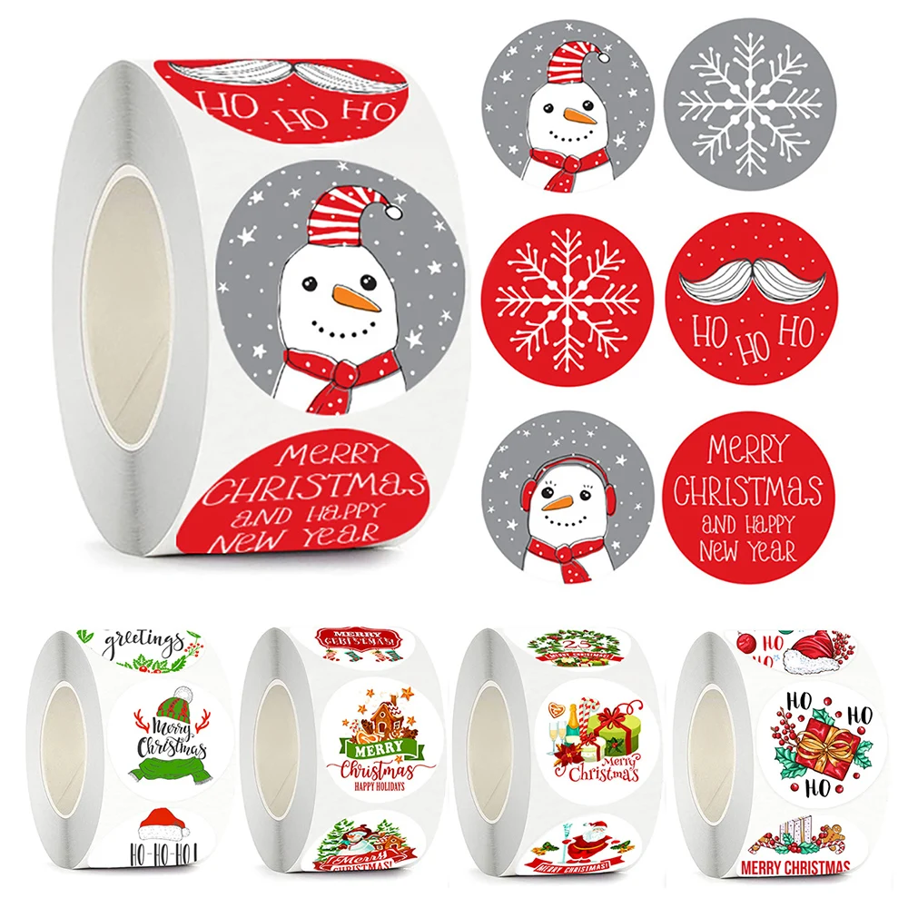 

500 шт. круглых рождественских наклеек, конфетная коробка с карточками, наклейки, Свадебный декор, канцелярские принадлежности