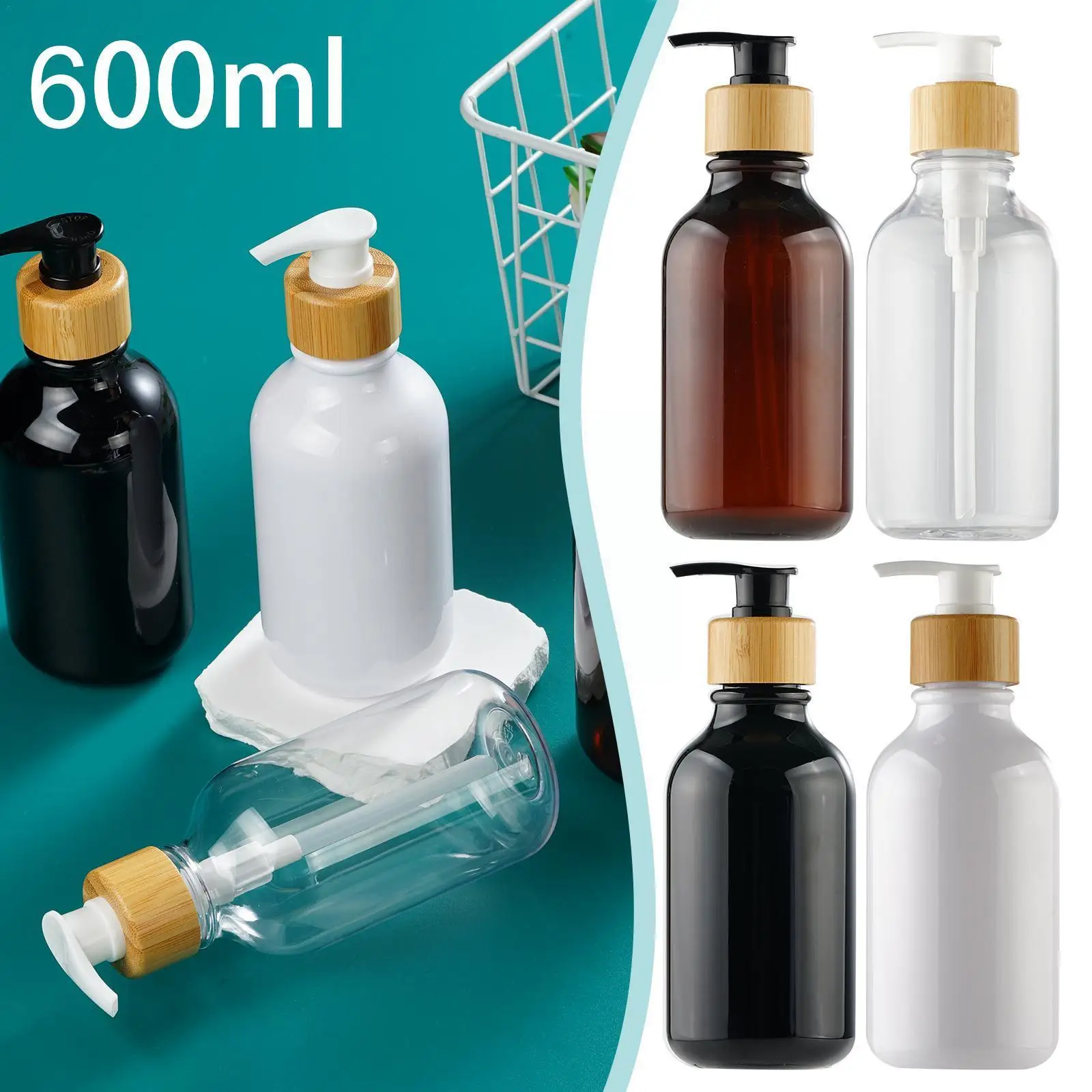 

300ML Soap Liquid Pump Dispenser Bathroom Shampoo Pump Dispenser Bottle Kitchen Glossy Bottle Type Soap Empty Refillable T2B6