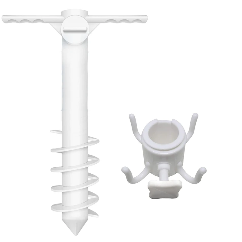 

Beach Umbrella Sand Anchor 5 Spiral Stand With Holder Hanging Hook For Patio Lawn Home Garden For All Beach Umbrella