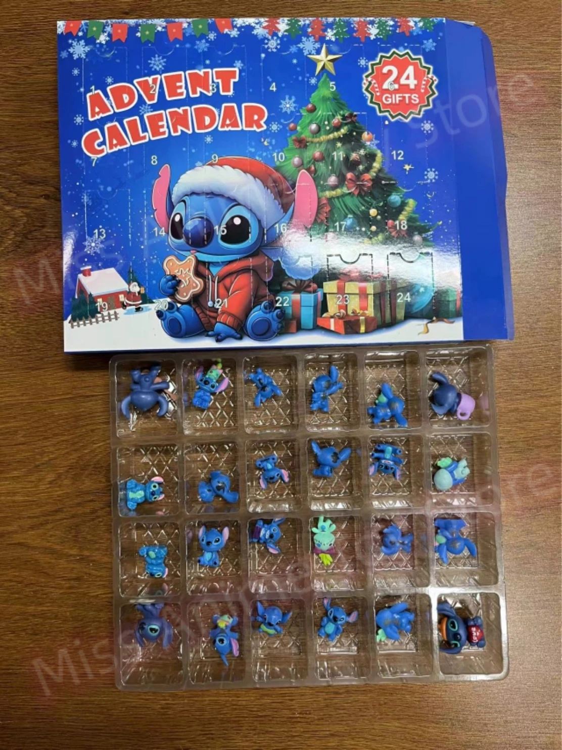 24 шт. Рождественский адвент-календарь Disney Stitch коробка Lilo &amp аниме-фигурки модель