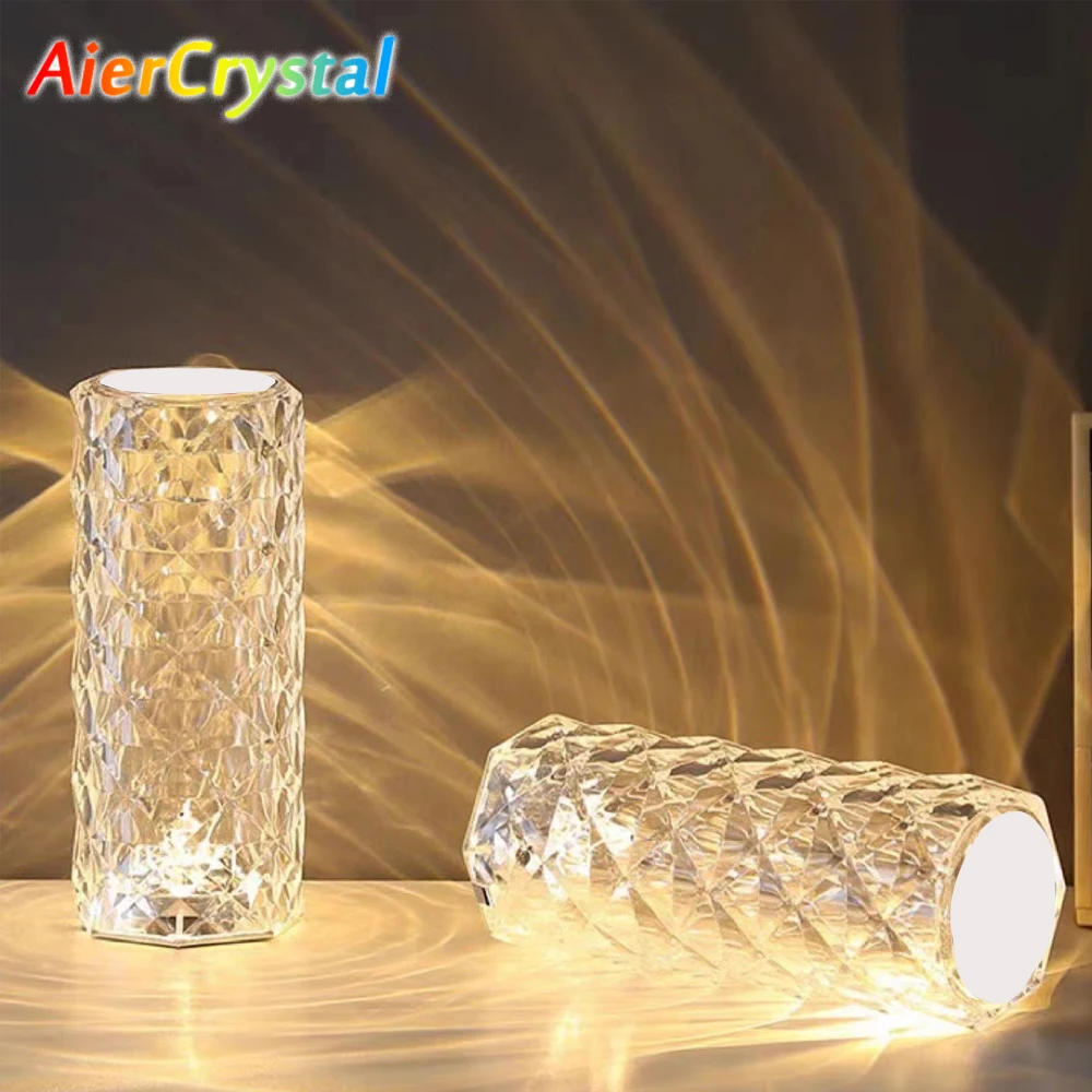 

Plug-in Light Luxury Diamond Rose Crystal Lamp Sleep Living Room Bedroom Bedside Table Lamp Atmosphere Sense Small Night Lamp