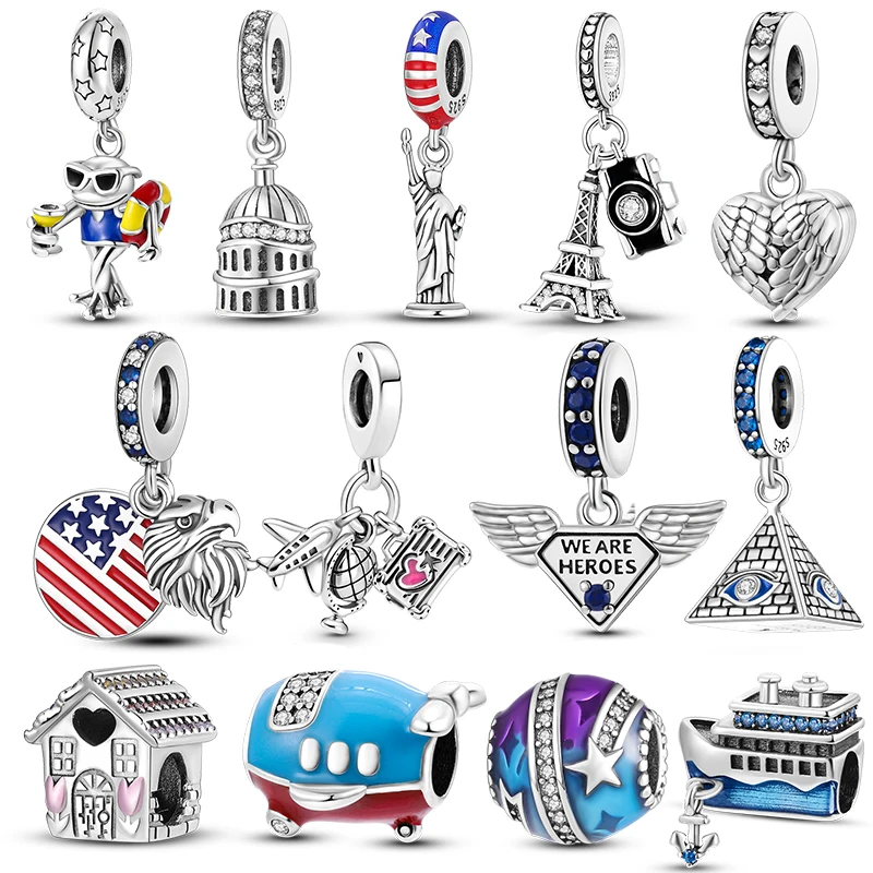 Новые искусственные Серебряные Оригинальные бусины в виде статуи Свободы в Нью-Йорке, подходят для браслетов Pandora, изготовление ювелирных изделий своими руками