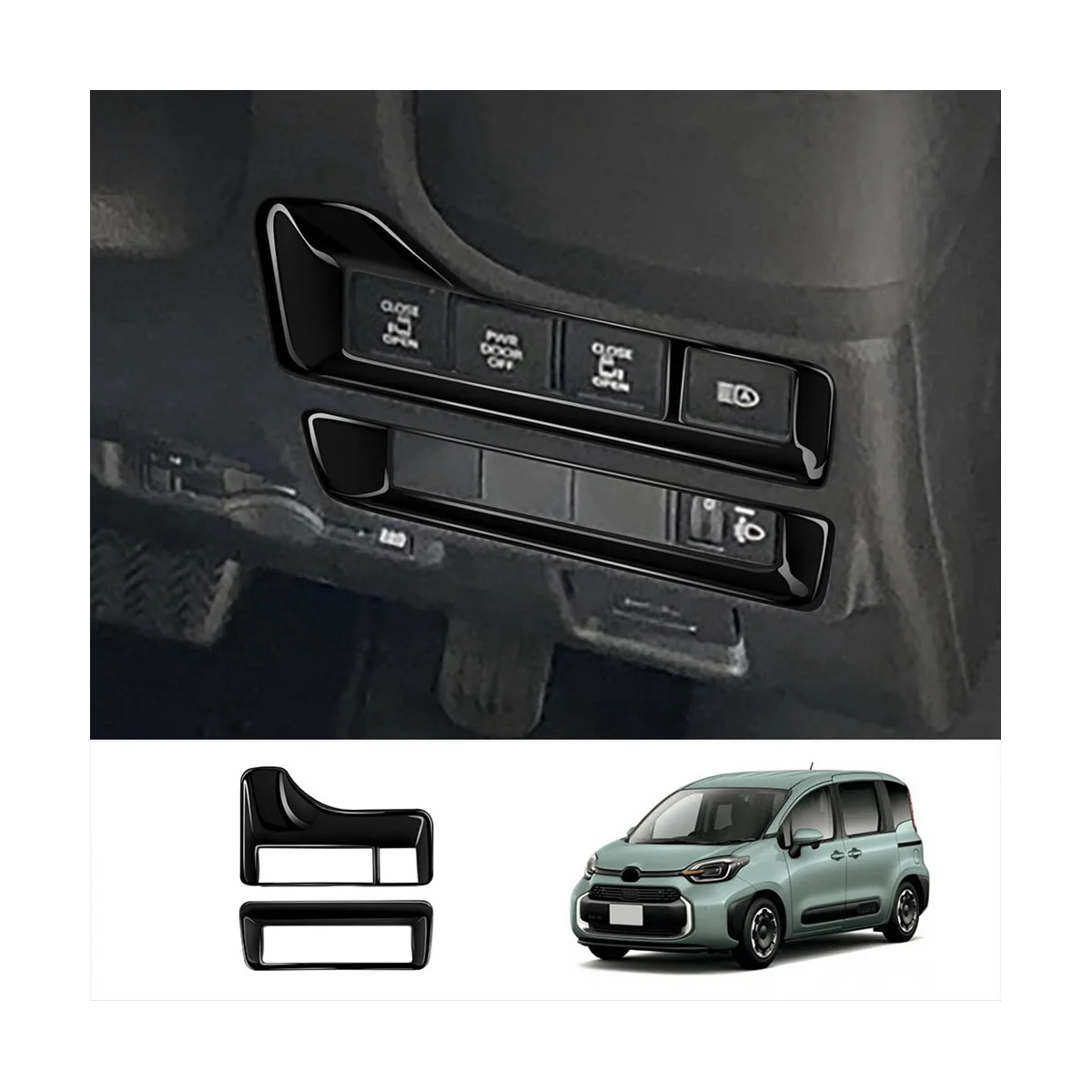 

Car Multi-Function Button Decorative Frame Cover Trim for Toyota SIENTA 10 Series 2022 2023 RHD Gloss Black