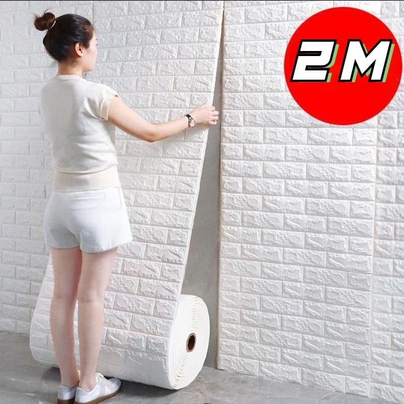 

Long 3D Brick Wall Stickers DIY Decor Self-Adhesive Waterproof Wallpaper for Kids Room Bedroom Kitchen Home Wall Decor 70cm*2m