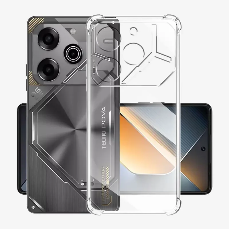 Для Tecno Pova 6 Pro чехол силиконовая мягкая прозрачная Противоударная задняя крышка