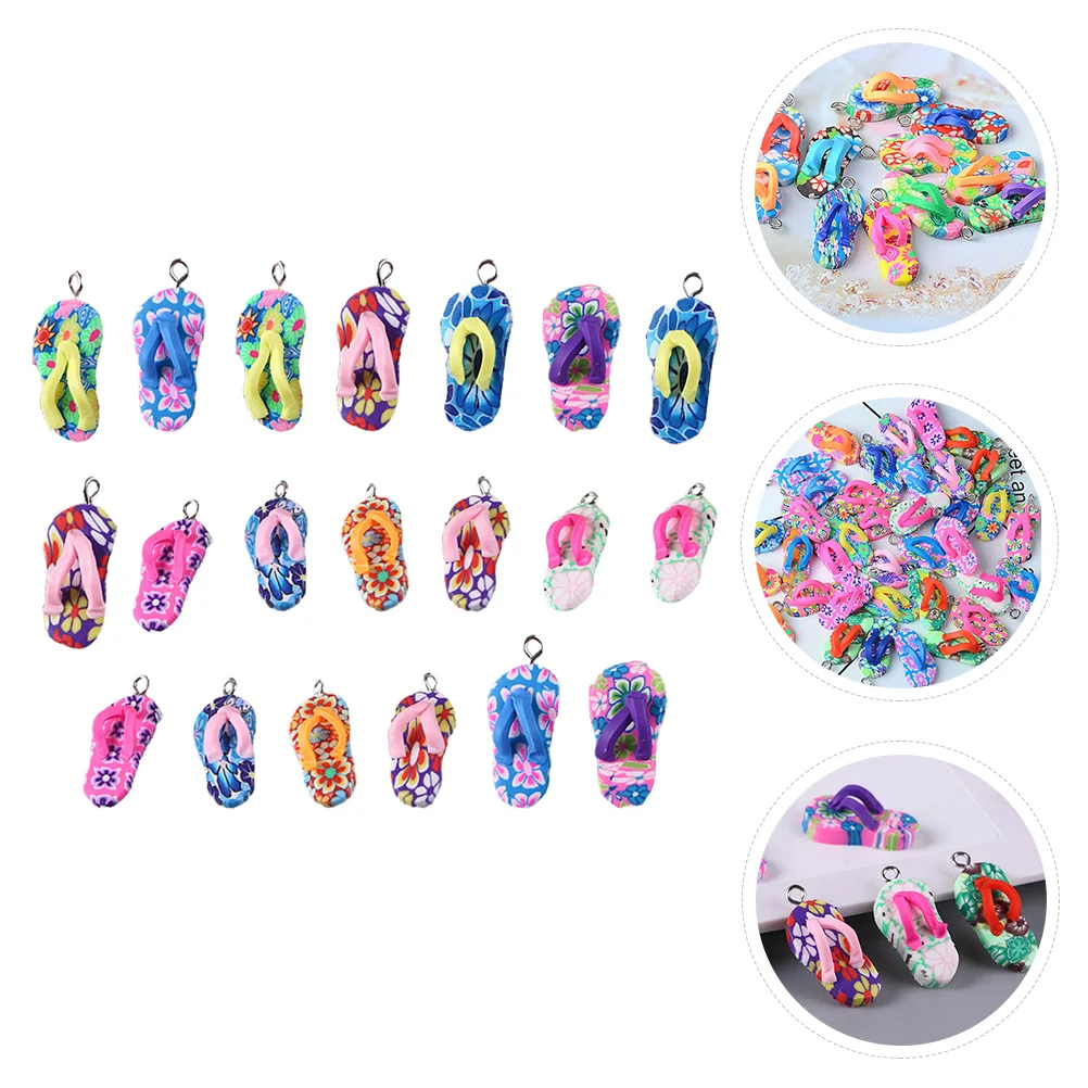 

50 Pcs Charm Necklace Soft Clay Slippers Pendant Charms Jewelry Making DIY Accessories Lollipop Polymer Mini