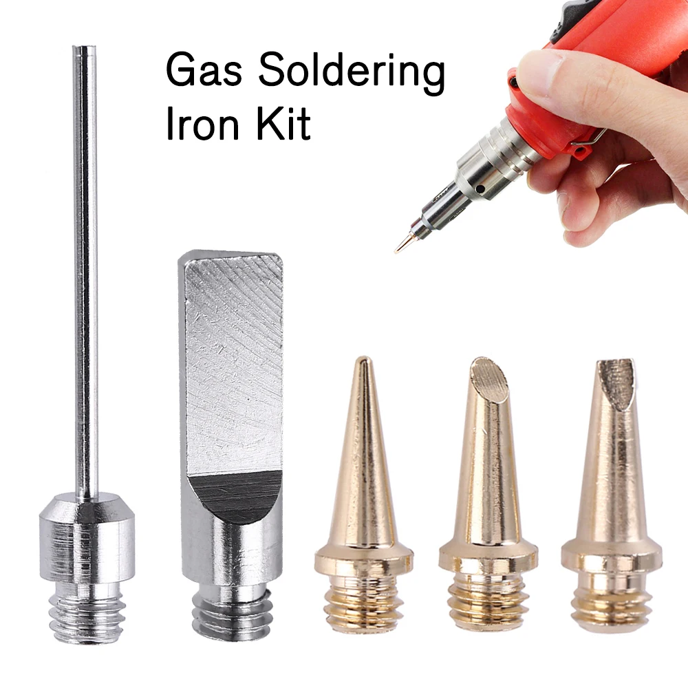 

Self-Ignition 5pcs Gas Soldering Iron Cordless Welding Torch Kit Tool HS-1115K Top Quality Ignition Butane Soldering Iron tip