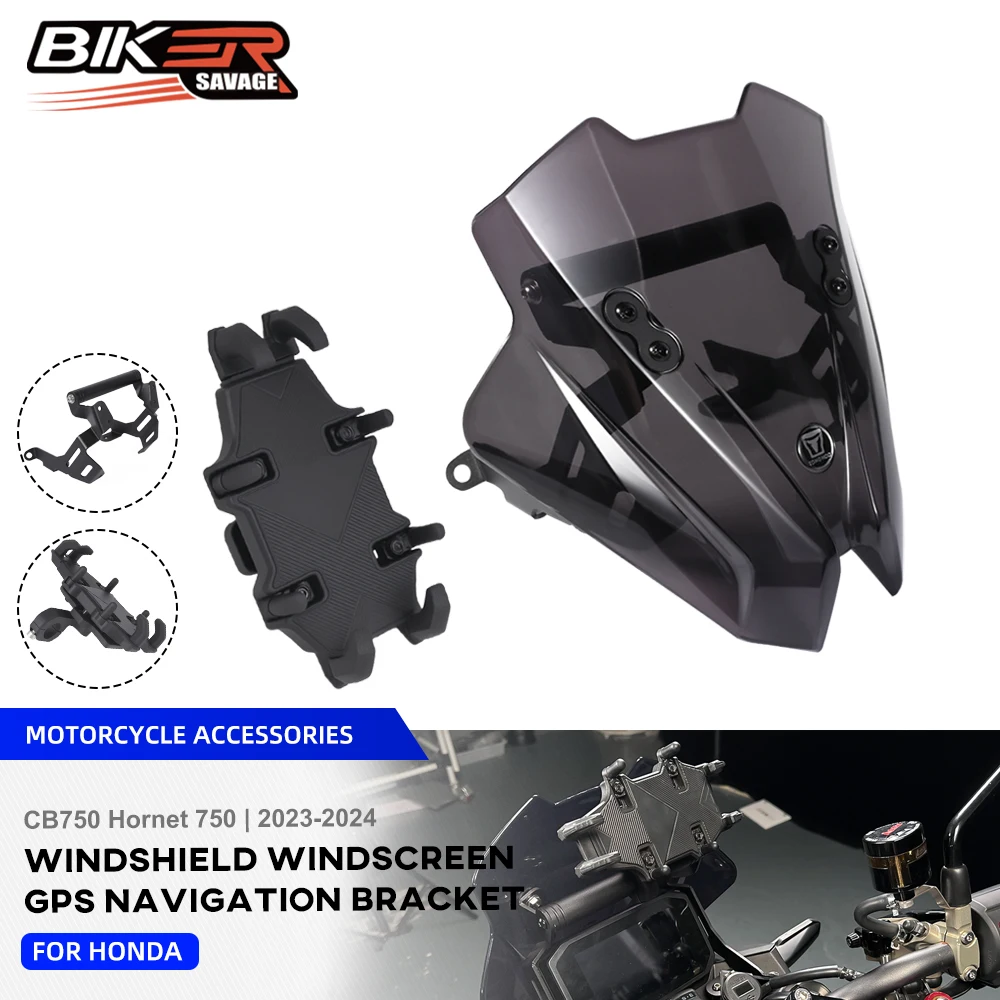 Фото CB750 ветровые дефлекторы лобового стекла для Honda CB750 Hornet 750 2024 Pare-brise с GPS-навигацией, держатель для мобильного телефона №1
