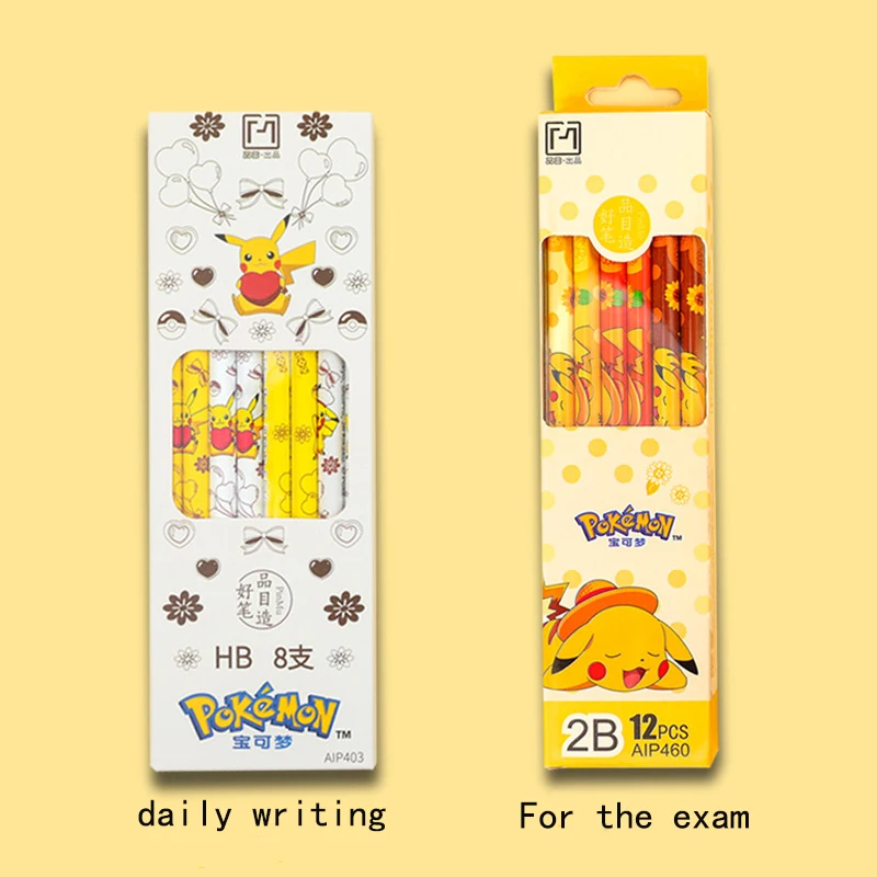 

Pokemon Pencil 8/12Pcs/set Kawaii Anime Pikachu 2B/HB Cartoon Japanese Style Pupils Study Supplies Sketching Pen Stationery
