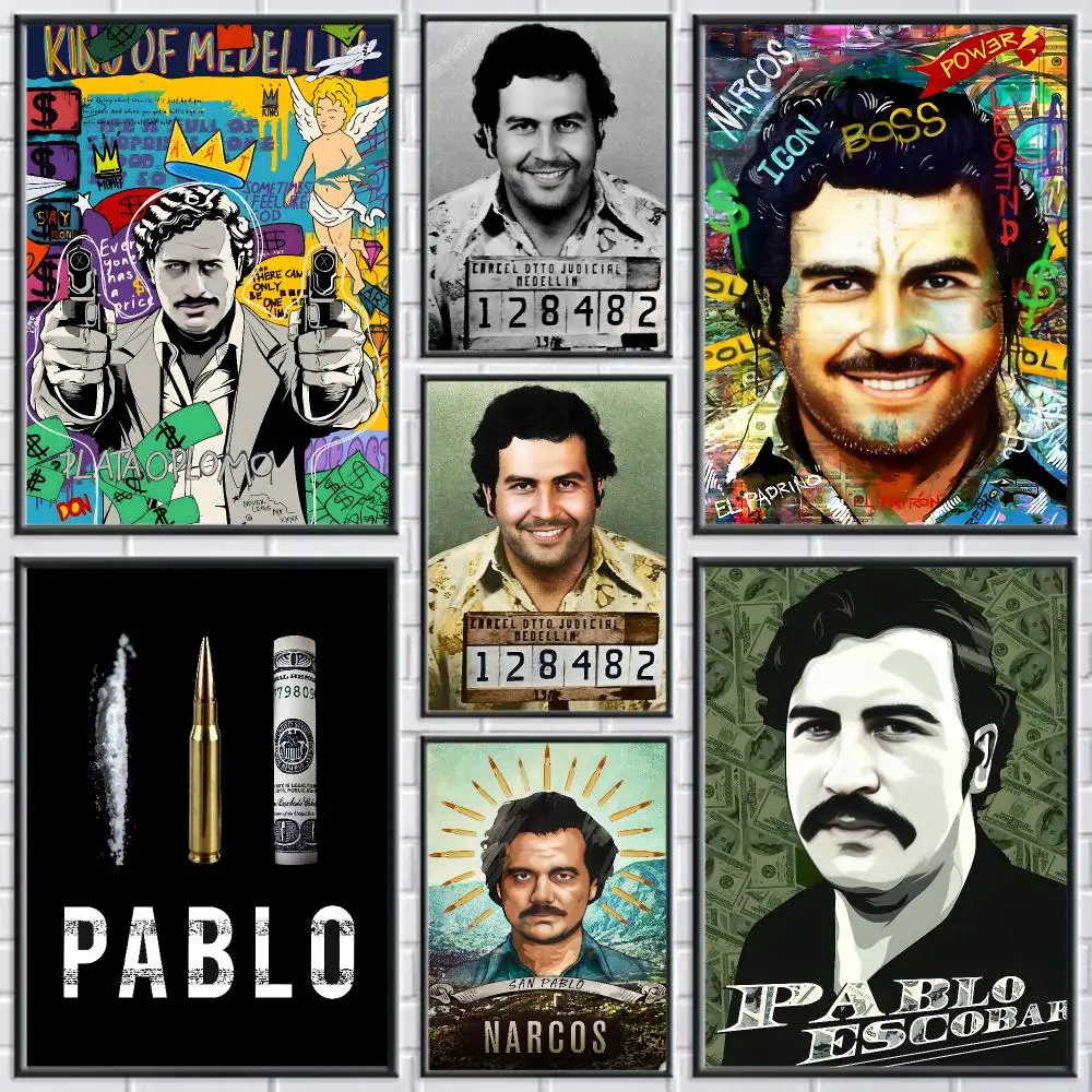 Фото Постер L-lord Pablo Escobar Narcos, прочные водонепроницаемые эстетические наклейки, настенное искусство HD для офиса, спальни, бара, кофейни, домашнего декора №1