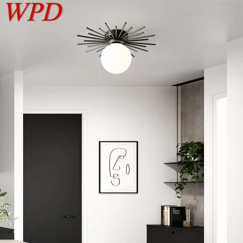 

WPD Contemporary Brass Ceiling Light Nordic Simple Creative Copper Lamp Fixtures Home For Stairs Aisle Decor