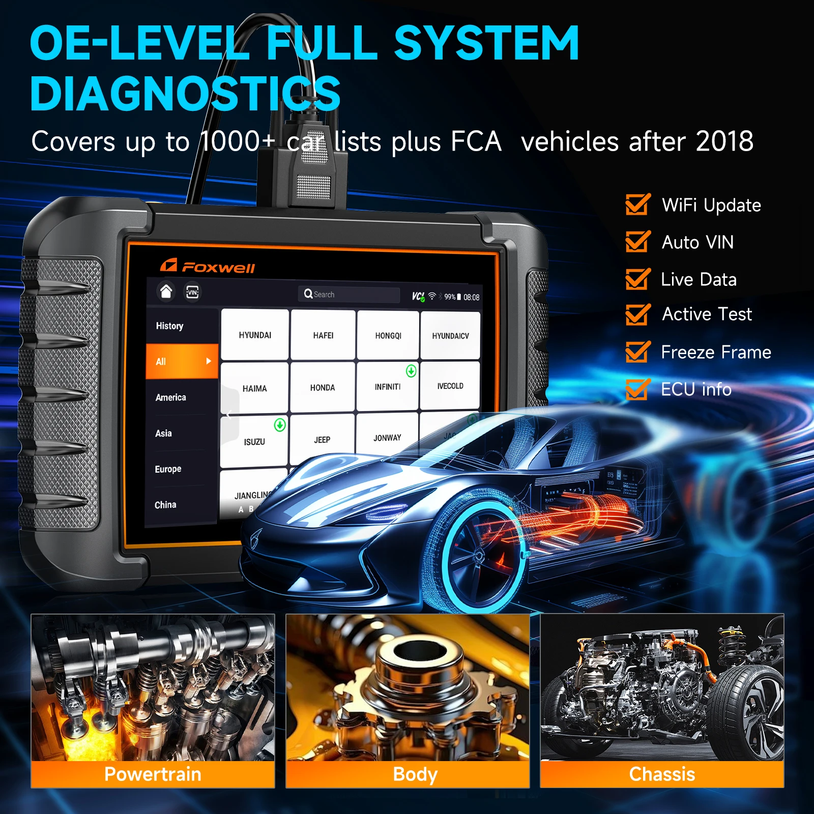 FOXWELL NT809 OBD2 Все системы автомобильных диагностических инструментов Тестовый