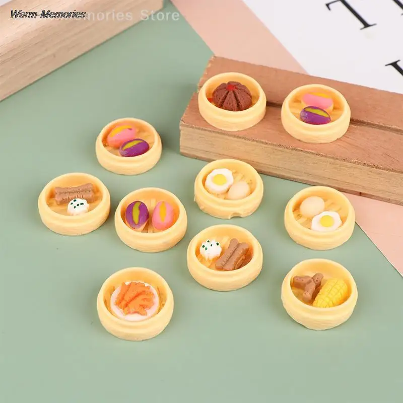 

10PCS Dollhouse Miniature Bread Egg Mini Chinese Dim Sum Fritters Resin Pretend Food for Doll Kitchen Decor Accessories