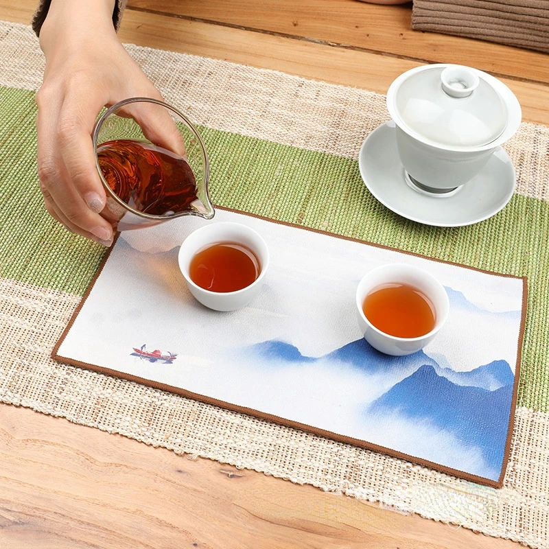 

Painted Thick Tea Towel Suede High-Grade Absorbent Clay Tea Mat Creative Tablecloth For Drinkware Home 16*29cm Kung Fu Tea Set