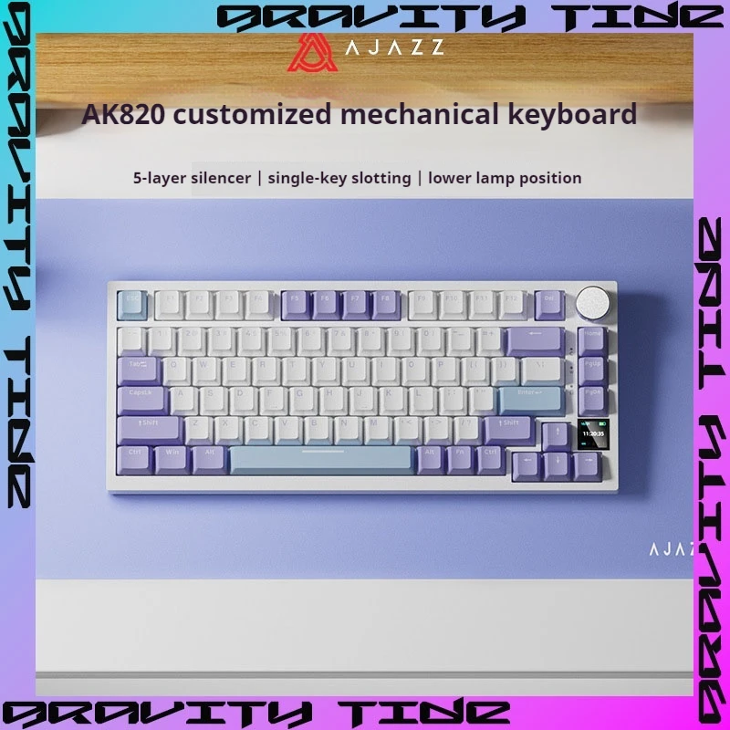 Клавиатура Ajazz Ak820pro беспроводная механическая клавиатура игровая Bluetooth три