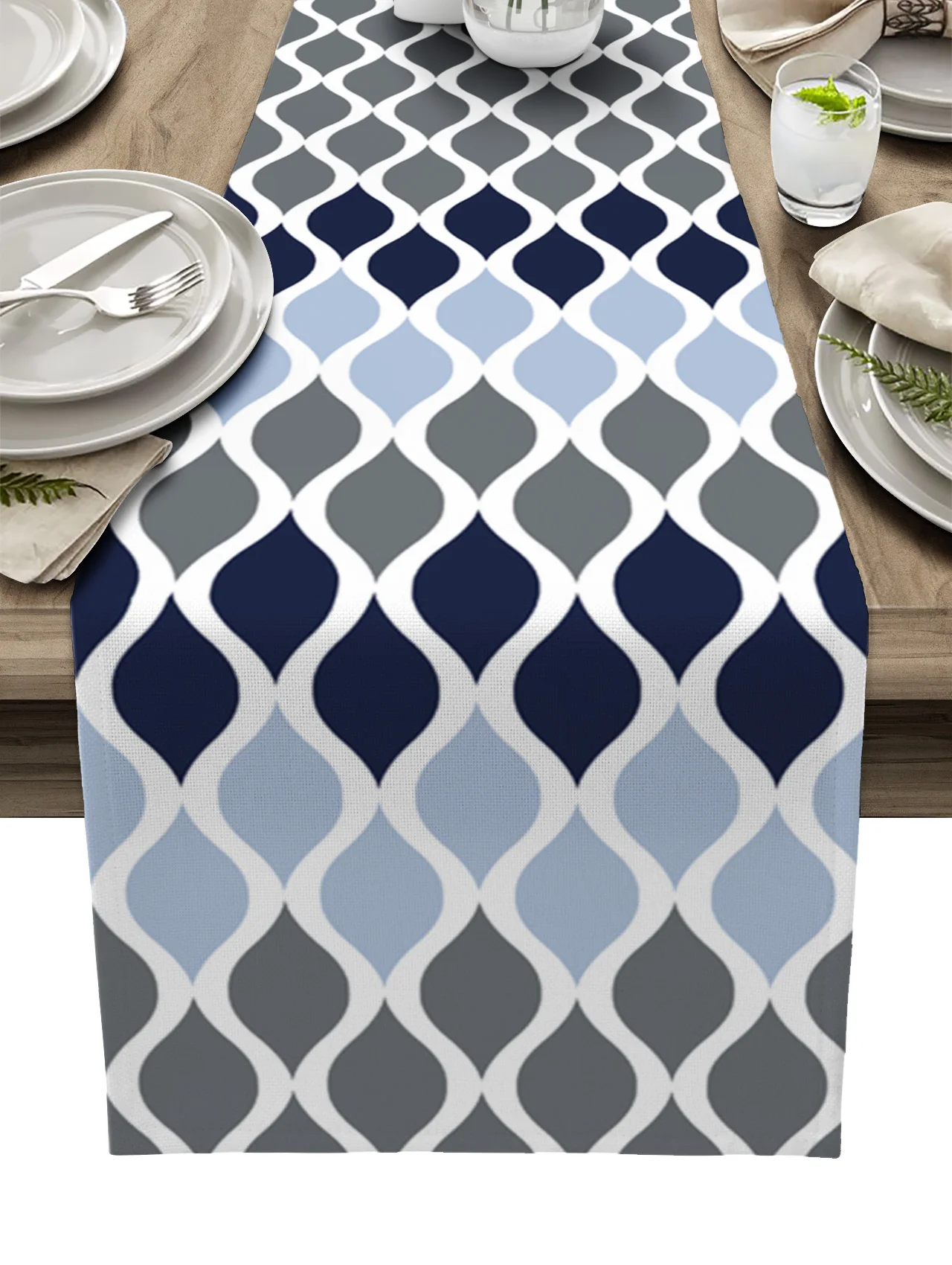 

Марокканская темно-синяя градиентная настольная дорожка украшения для домашней вечеринки скатерть хлопковая льняная настольная дорожка для свадьбы