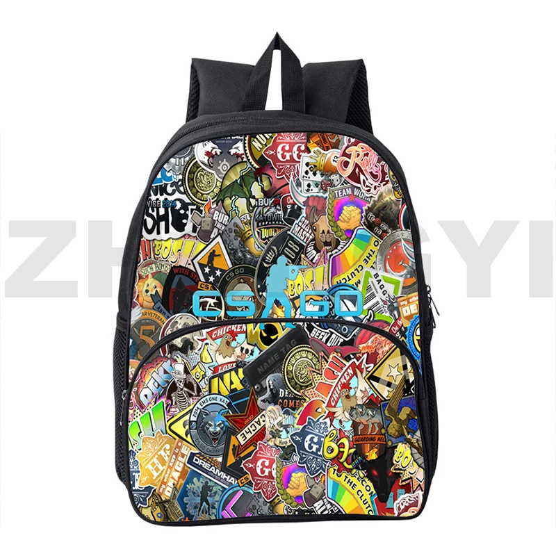 Cartoon Printing CS GO Game 3D Backpacks High Quality Canvas Laptop Bags 12/16 Inch Shooting War CSGO School Back Pack for Boys