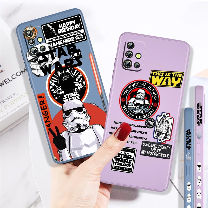 

Fashion Knight Star Wars For Samsung A73 A71 A53 A51 A31 A21S A52 A32 A22 A13 A12 A50 A30 A20 A03S Liquid Left Rope Phone Case