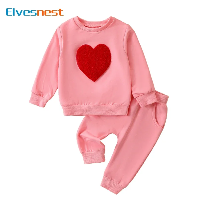 

Casual Love Newborn Clothes Girl Outfit Set Cotton Long Sleeve Tops Pant 2PCS Spring Autumn Baby Girls Clothing Sets 3-24 Months