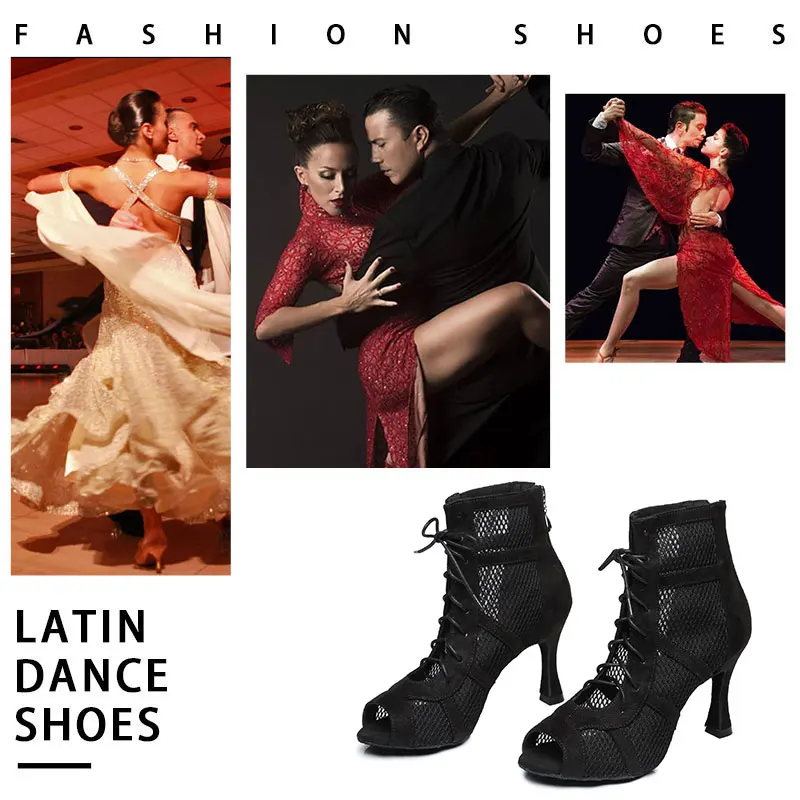 SWDZM Fashion Dance Boots New Women's Latin Jazz Tango Ballroom Party Shoes Breathable Ladies High Heels Rumba Samba Shoes